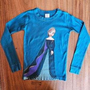 Girls Hanna Andersson Disney Frozen 2 Anna Pajama Top Size 6-7 Teal Purple